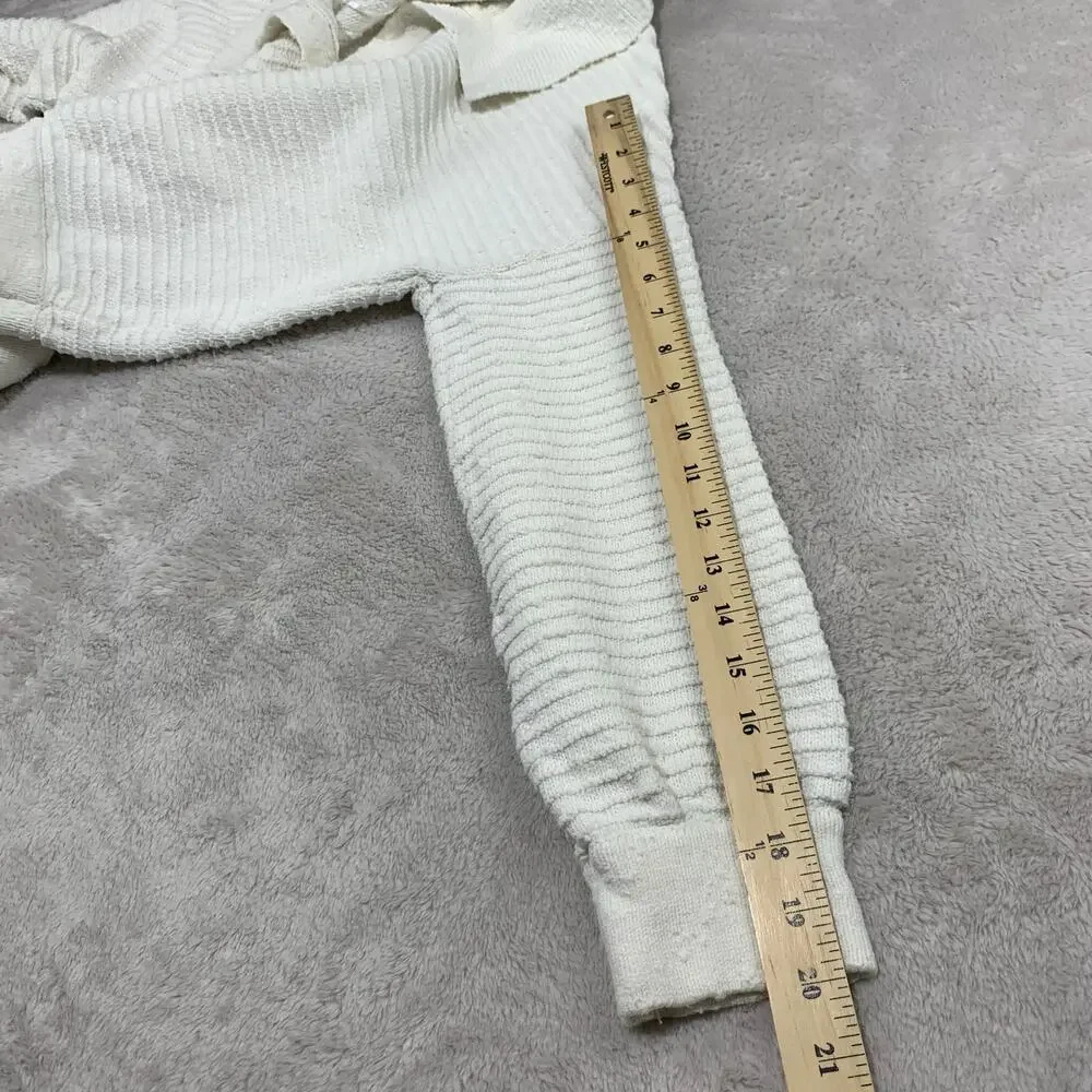 Free People FP Beach Carter Sweater sz Medium Ivory White Coastal Collar Plunge